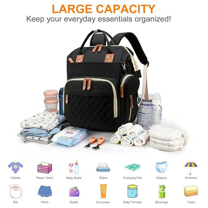 Awanhe Baby Diaper Bag Backpack with Changing Station, Waterproof Bags for Boys & Girls, USB Charging Port, Black