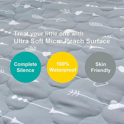 Pack and Play Sheets Mattress Pad Protector Fitted Waterproof Playard Mattress Cover, Compatible with Graco Pack n Play & Dream On Me & Pamo Babe, Playpen/Playard Sheet Quilted, Gray, 39" x 27"