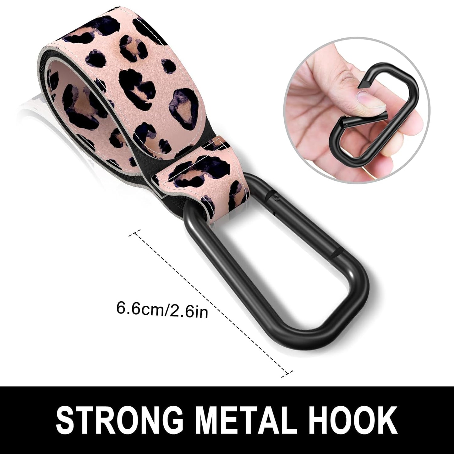 Baby Stroller Hooks for Hanging Bags, Universal Stroller Clips Accessories, Mommy Hook for Diaper Bag, Shopping Cart, Purse, Backpack - 2 Pack, Abstract Leaf