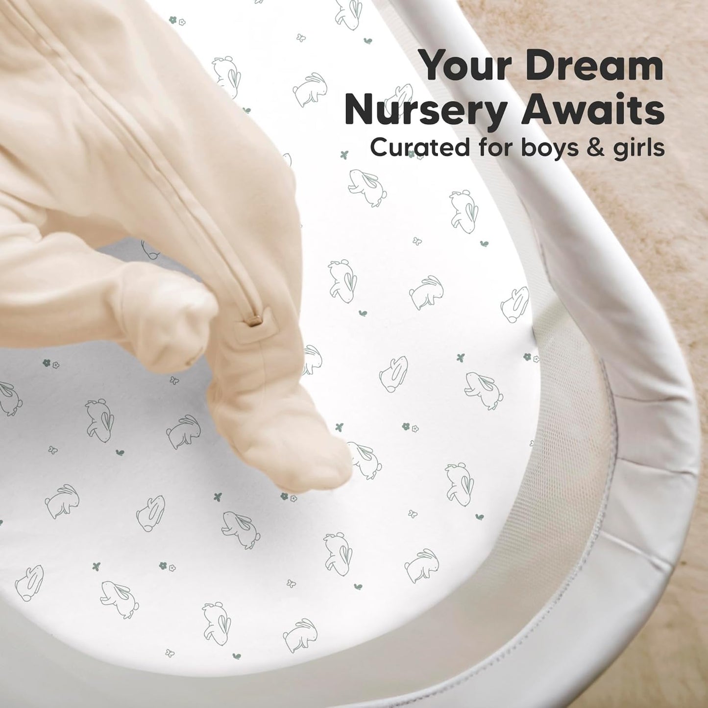2-Pack Organic Bassinet Sheets for Girls, Boys - 100% Cotton Bassinet Mattress Sheets Compatible with Halo Bassinest Swivel Sleeper, Graco, Baby Delight, Chicco, Unisex Fitted Bassinet Sheets (Elly)