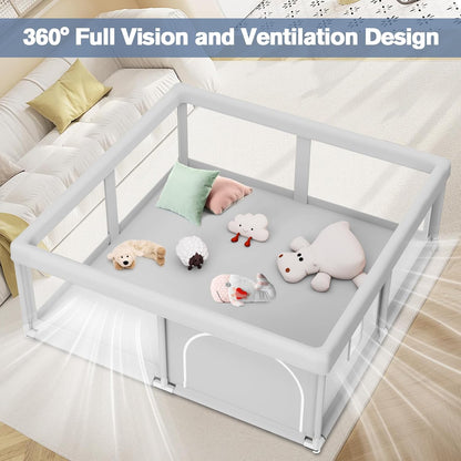 Large Baby Playpen for Babies and Toddlers, Playpen 74×50, Large Baby Play Yards Indoor & Outdoor, Sturdy Safety Baby Play Pen with Soft Breathable Mesh, Toddlers Activity Center with Anti-Slip Base