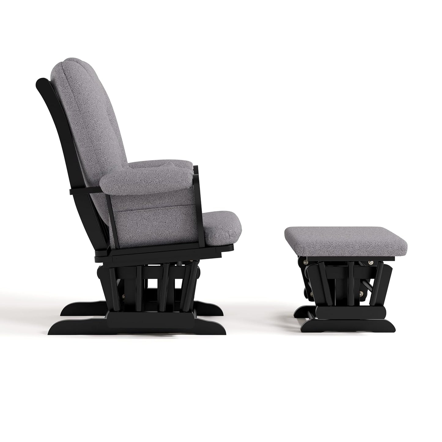 Storkcraft Tuscany Glider with Ottoman (Black/Gray) — GREENGUARD Gold Certified, Bonus Lumbar Cushion Included, Solid Wood Base, Smooth Motion, Award-Winning Nursery Rocking Chair, Glider and Ottoman