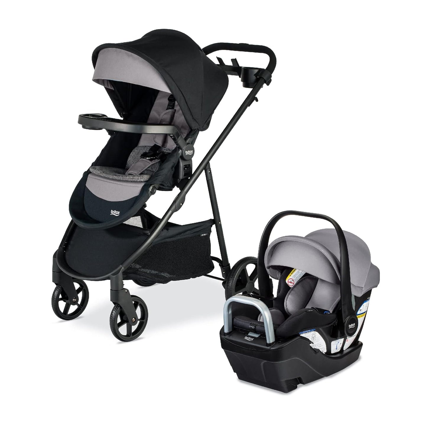 Britax Brook+ Modular Baby Stroller, Ultra-Lightweight Infant and Toddler Stroller with SafeWash Insert and 4 Ways to Stroll, Graphite Onyx