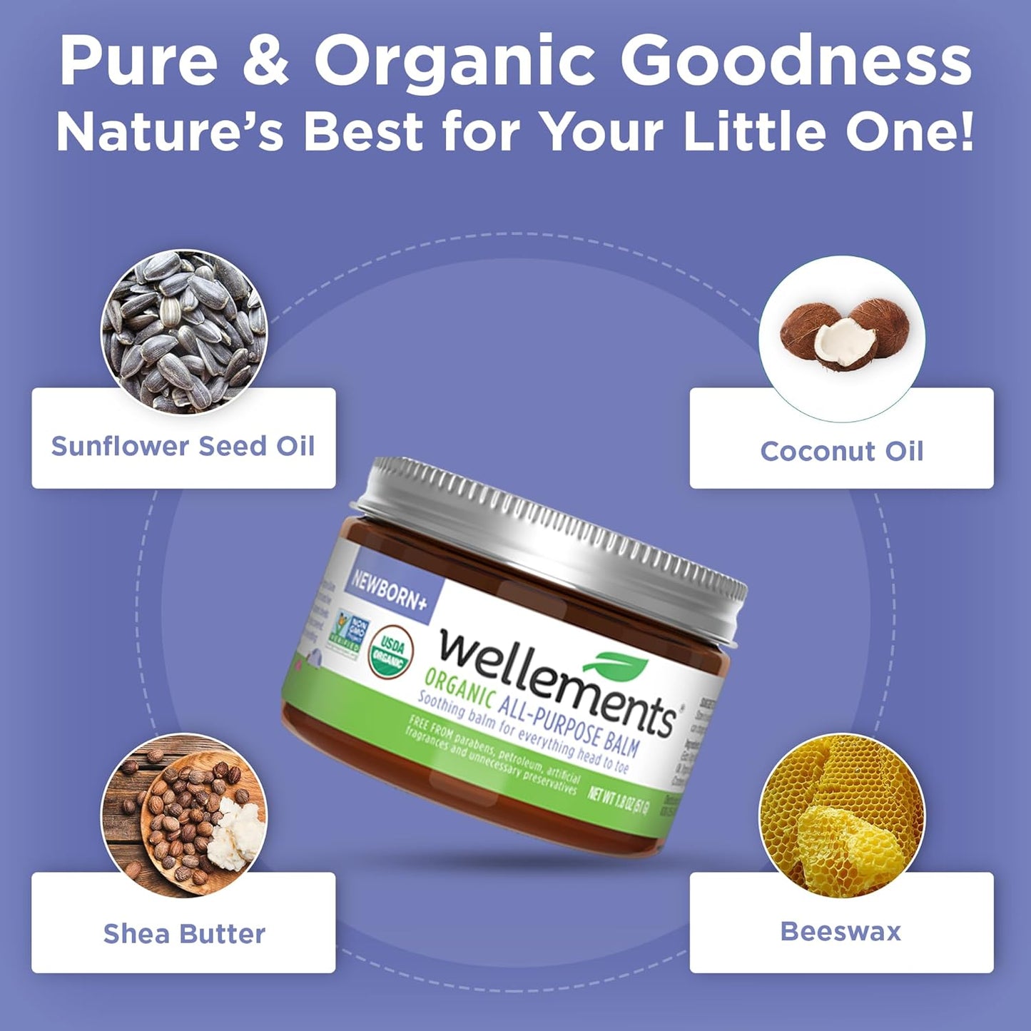 Wellements Organic All Purpose Balm for Babies and Kids (1.8 Fl Oz) | Gentle and Soothing All Over Baby Ointment* for Dry, Chafed and Sensitive Skin | Free from Petroleum, Parabens and Fragrances