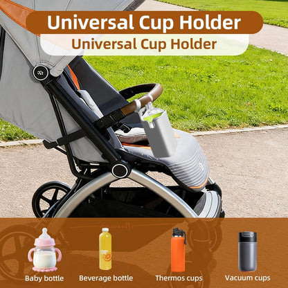 Stroller Cup Holder, 2 Pack Silicone Portable Cup Holder Storage Organizer for Strollers, Treadmills, Wheelchairs, Golf Cart, Picnic, Park, Garden and Travel (Black)