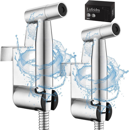 LUFEIDRA Handheld Bidet Sprayer for Toilet-Adjustable Water Pressure Jet Spray with Bidet Hose for Feminine Wash, New Premium Stainless Steel Muslim Shower Toilet Bidet Cloth Diaper Sprayer Set