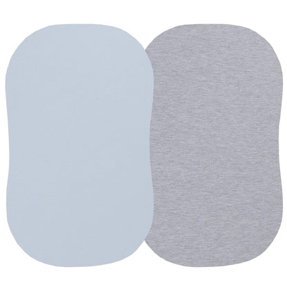 Onacosht 100% Organic Cotton Bassinet Sheets Compatiable with ANGELBLISS Baby Bassinet Bedside Sleeper, 2 Pack Jersey Knit Fitted Sheet for Baby Boy and Girl, Navy and Fog Grey