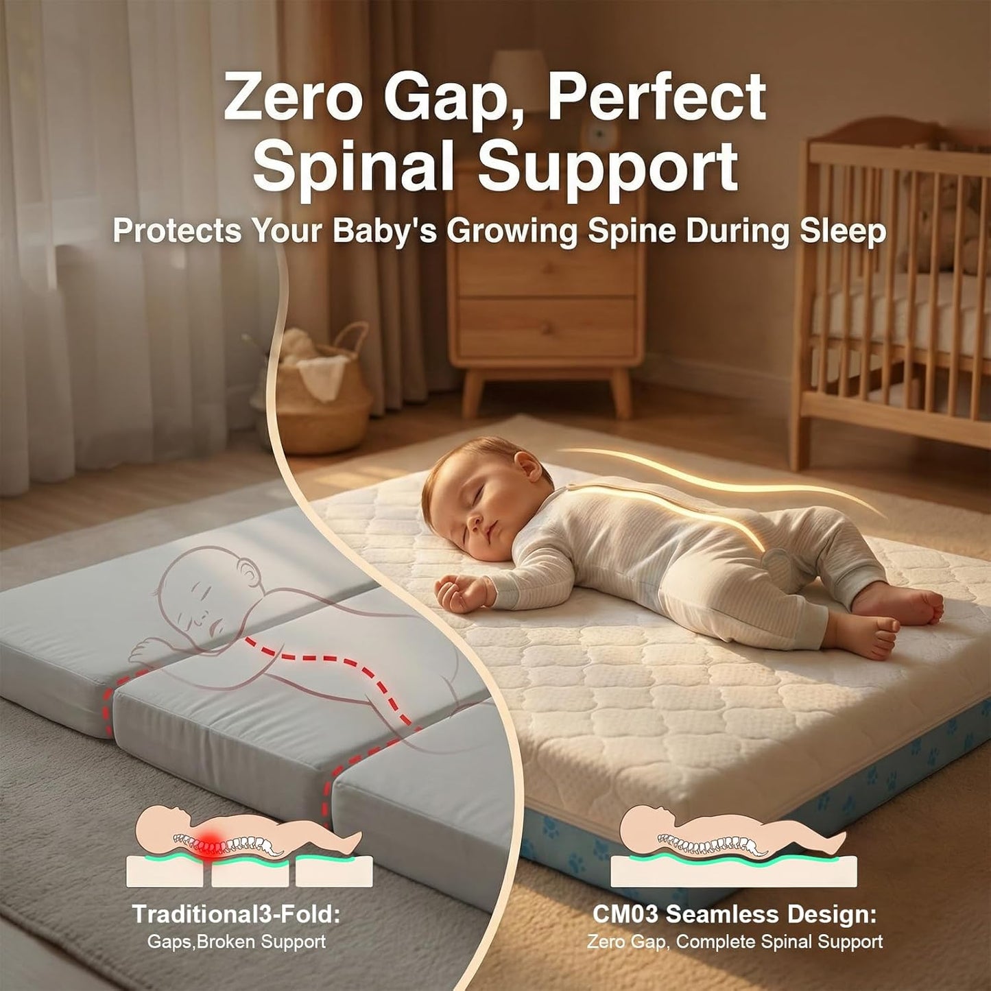 Bi-Fold Pack and Play Mattress, 3 Inch Thick Soft & Firm Memory Foam Breathable Portable Pack n Play Mattresses, Baby Playpen Mattresses with Removable Washable Cover 38x26x3 Inch - Gary