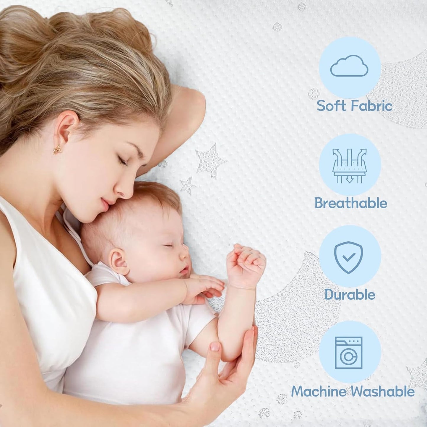 Pack and Play Mattress, 38x26 Pack N Play Mattresses Pad Dual-Sided Soft & Firm Memory Foam 3 Inch Thick with Breathable Removable Cover