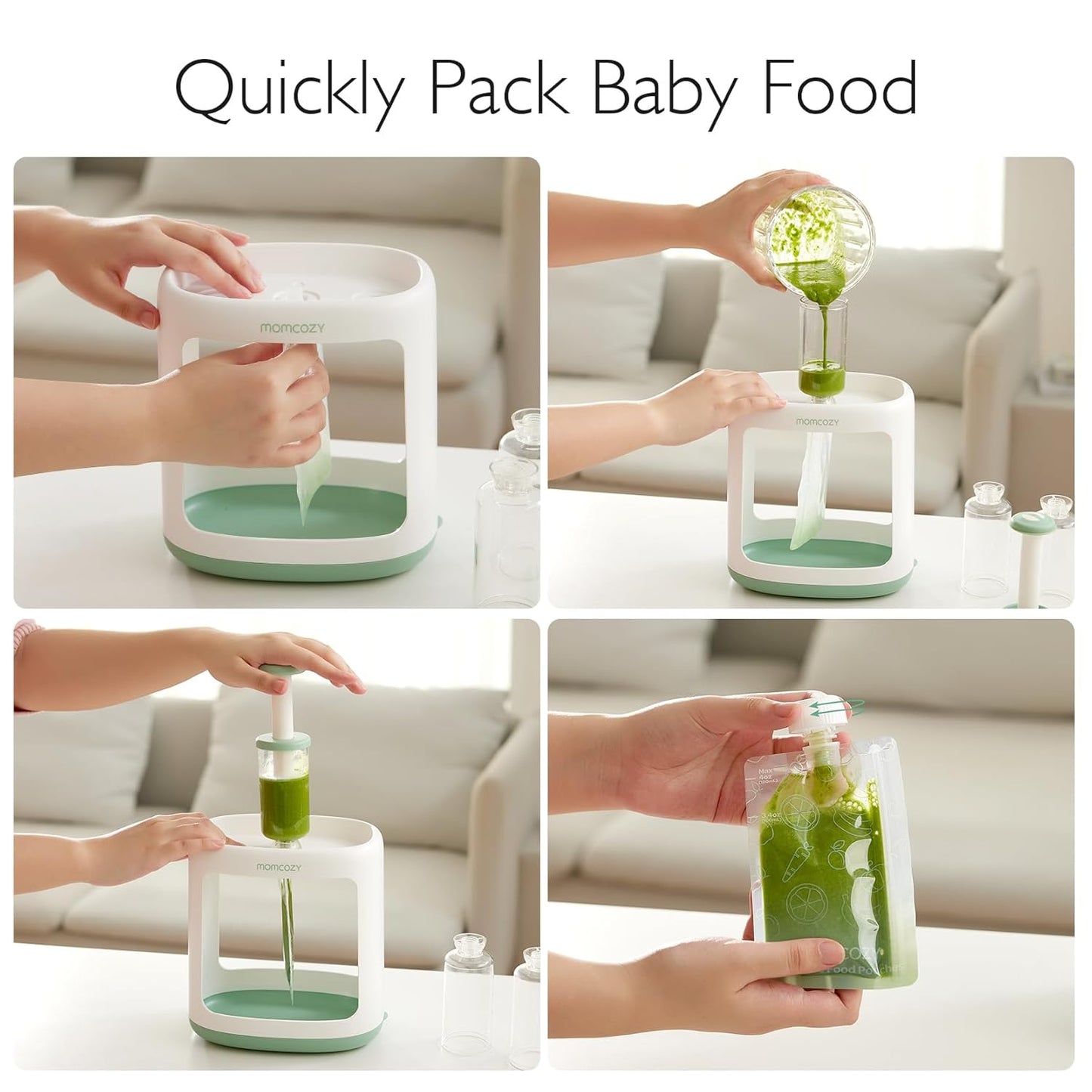 Momcozy Baby Food Maker Essentials Series, Includes the Squeeze Station, Pouch Holder No Squeeze for Easy, Mess-Free Meal Prep