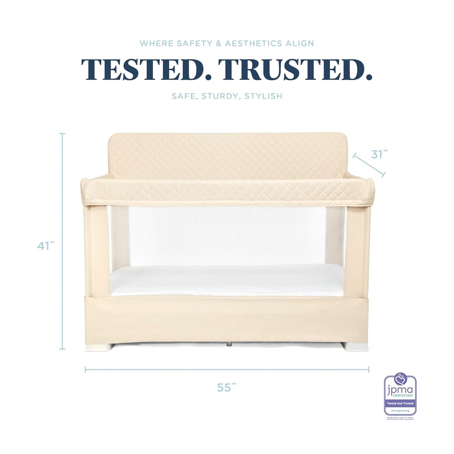 Baby Delight Lunaire Full Size Crib | Breathable Mesh Baby Crib | Tool-Free Assembly Baby Bed | Charcoal Tweed