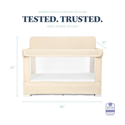 Baby Delight Lunaire Full Size Crib | Breathable Mesh Baby Crib | Tool-Free Assembly Baby Bed | Charcoal Tweed