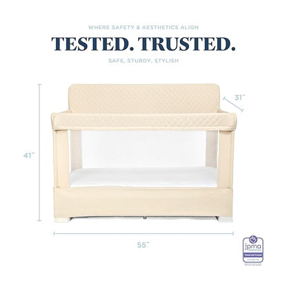 Baby Delight Lunaire Full Size Crib | Breathable Mesh Baby Crib | Tool-Free Assembly Baby Bed | 100% GOTS Certified Organic Cotton Fabric | Organic Oat