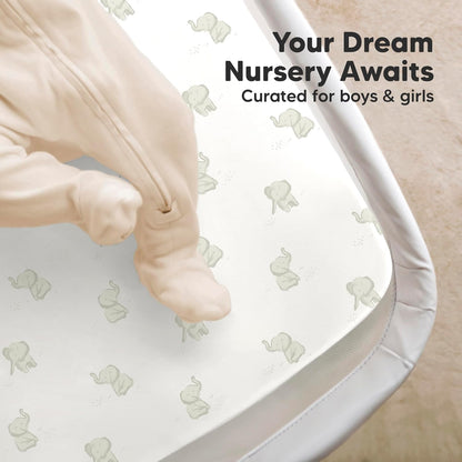 2-Pack Organic Bassinet Sheets for Girls, Boys - 100% Cotton Bassinet Mattress Sheets Compatible with Halo Bassinest Swivel Sleeper, Graco, Baby Delight, Chicco, Unisex Fitted Bassinet Sheets (Elly)