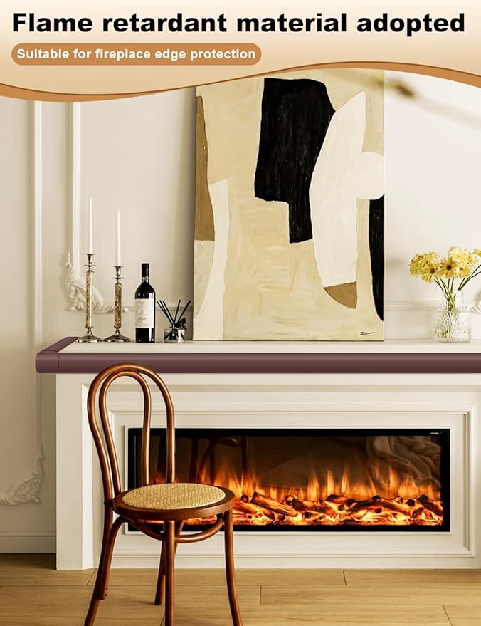 Foam Corner Protector for The Fireplace Hearths Edge and Corner Guard, with Retardant Materials Foam Safety Bumpers Baby Proofing (Coffee)