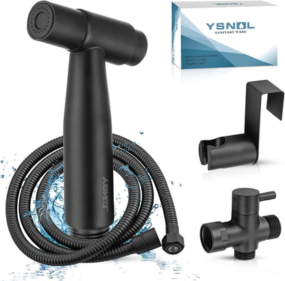 Handheld Bidet Sprayer for Toilet, Premium Stainless Steel Bathroom Bidet Sprayer Set with One-Click Start & Powerful Pressure, Baby Cloth Diaper Sprayer with Complete Accessories - Matte Black