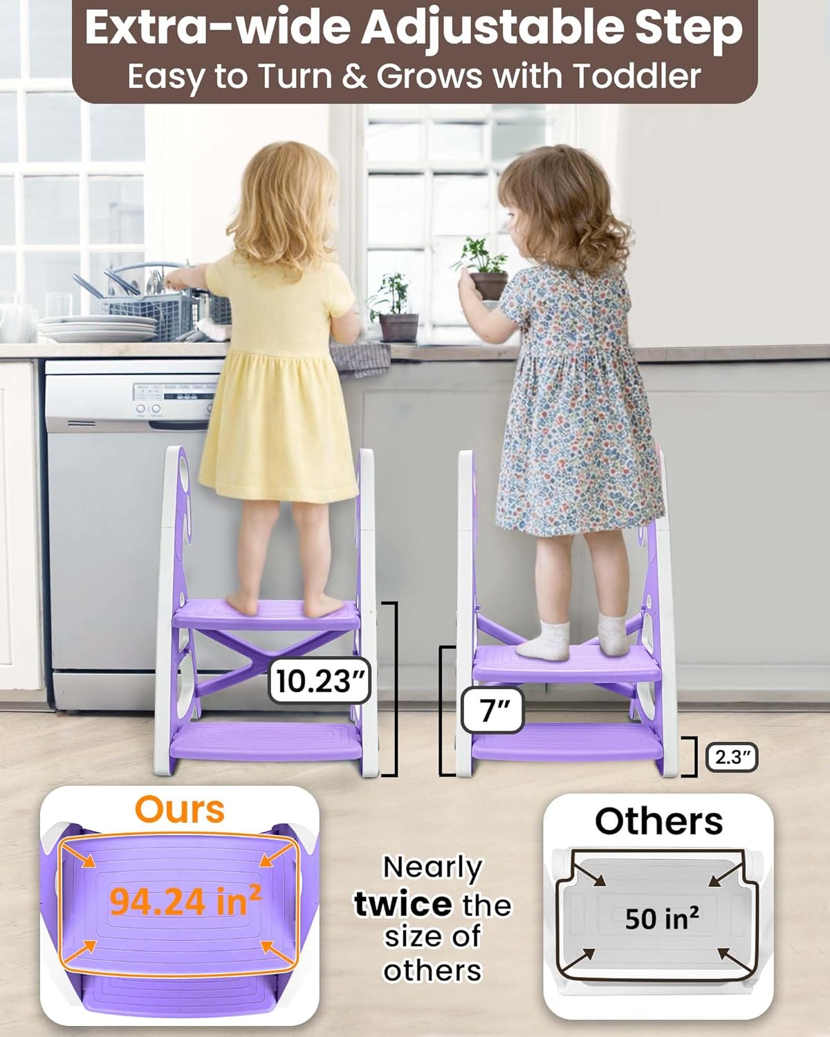 Potty Training Seat, Primlect Upgrade Ultra-Stable Toddler Toilet Seat for Kids Boys Girls, 2 in 1 Potty Training Toilet with Step Stool, Adjustable Seat and Ladder, Non-Slip Pad, Splash Guard (Grey)