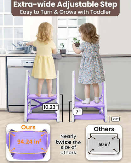 Potty Training Seat, Primlect Upgrade Ultra-Stable Toddler Toilet Seat for Kids Boys Girls, 2 in 1 Potty Training Toilet with Step Stool, Adjustable Seat and Ladder, Non-Slip Pad, Splash Guard (Grey)