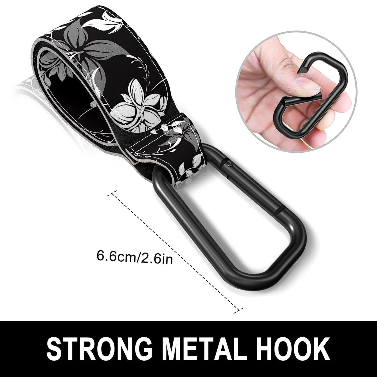 Baby Stroller Hooks for Hanging Bags, Universal Stroller Clips Accessories, Mommy Hook for Diaper Bag, Shopping Cart, Purse, Backpack - 2 Pack, Abstract Leaf