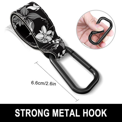 Baby Stroller Hooks for Hanging Bags, Universal Stroller Clips Accessories, Mommy Hook for Diaper Bag, Shopping Cart, Purse, Backpack - 2 Pack, Abstract Leaf