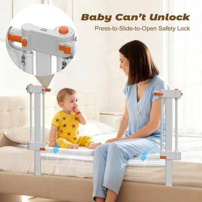 3 in 1 Bedside Bassinet, 69.26" x 19.29" Baby Bassinets Bedside Sleeper with Mosquito Net + Storage Bag + Child Lock, Baby Crib & Toddler Bed Rails for Twin, Full, Queen, King Size, Beige
