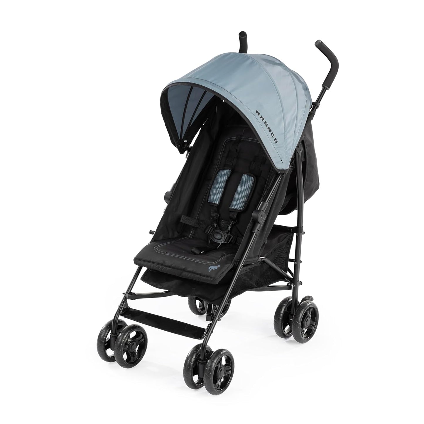 Bright Starts Ford Bronco HighGear Stroller, Lightweight Foldable Stroller with Sport Details, Large Storage Basket, Anti-Shock & Lockable Wheels, Unisex Area 51 Blue/Green