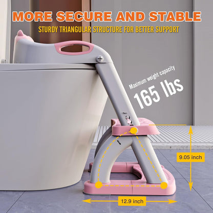 Potty Training Seat, SKYROKU Upgrade Toddler Toilet Seat for Kids Boys Girls, 2 in 1 Potty Training Toilet, Splash Guard Anti-Slip Pad Step Stool,New Sector-Shape Stabilized Base (8899+Grey)