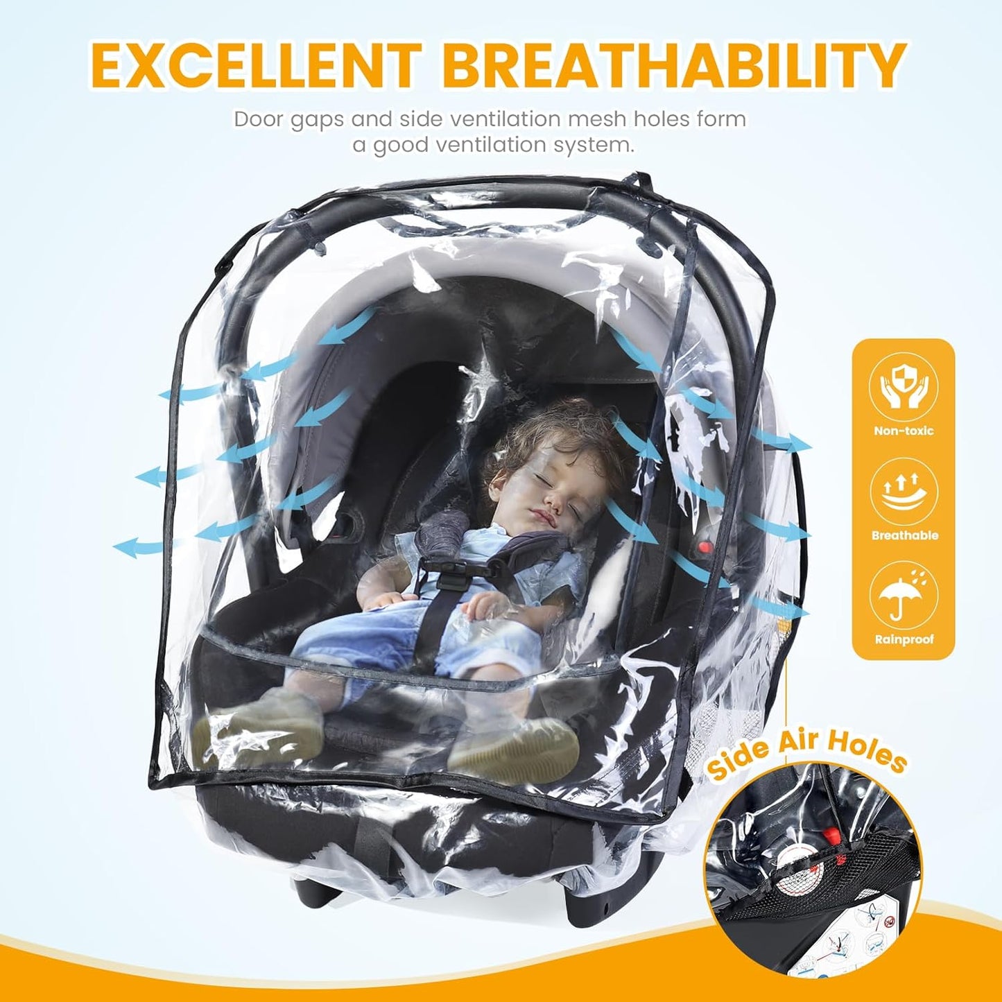 Car Seat Rain Cover, Compatible with Doona Infant Car Seat Stroller, Universal Rain Cover with Window for Waterproof, and Windproof, Breathable Baby Travel Weather Shield Stroller Accessories, Black