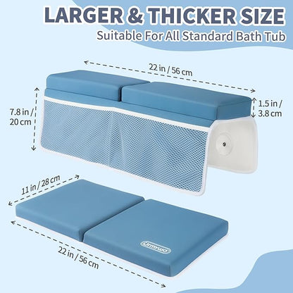 URMYWO Bath Kneeler and Elbow Rest Pad Set - 1.5" Thick Baby Bath Kneeler Pads with Toys Organizer, Anti-Slip Cozy Knee & Arm Support Bathtub Mat, Quick Dry Kneeling Pad for Baby Bath Time