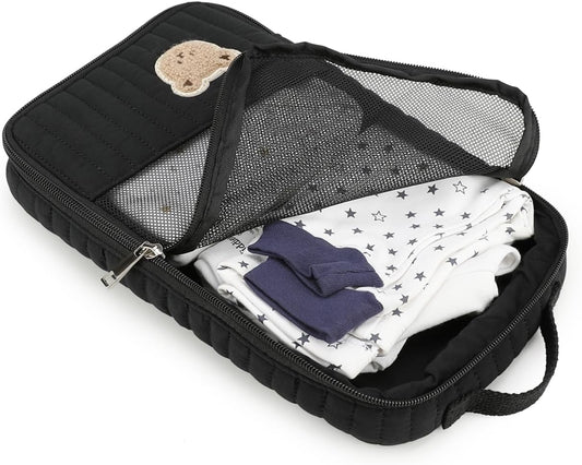 MOMIGO Baby Diaper Bag Organizer Pouches - 2 Pack Waterproof Pod Hanging Diaper Bag Cute Rabbit Bear Mesh Bag Reusable, Washable or Baby Cloth Diapers (Green)