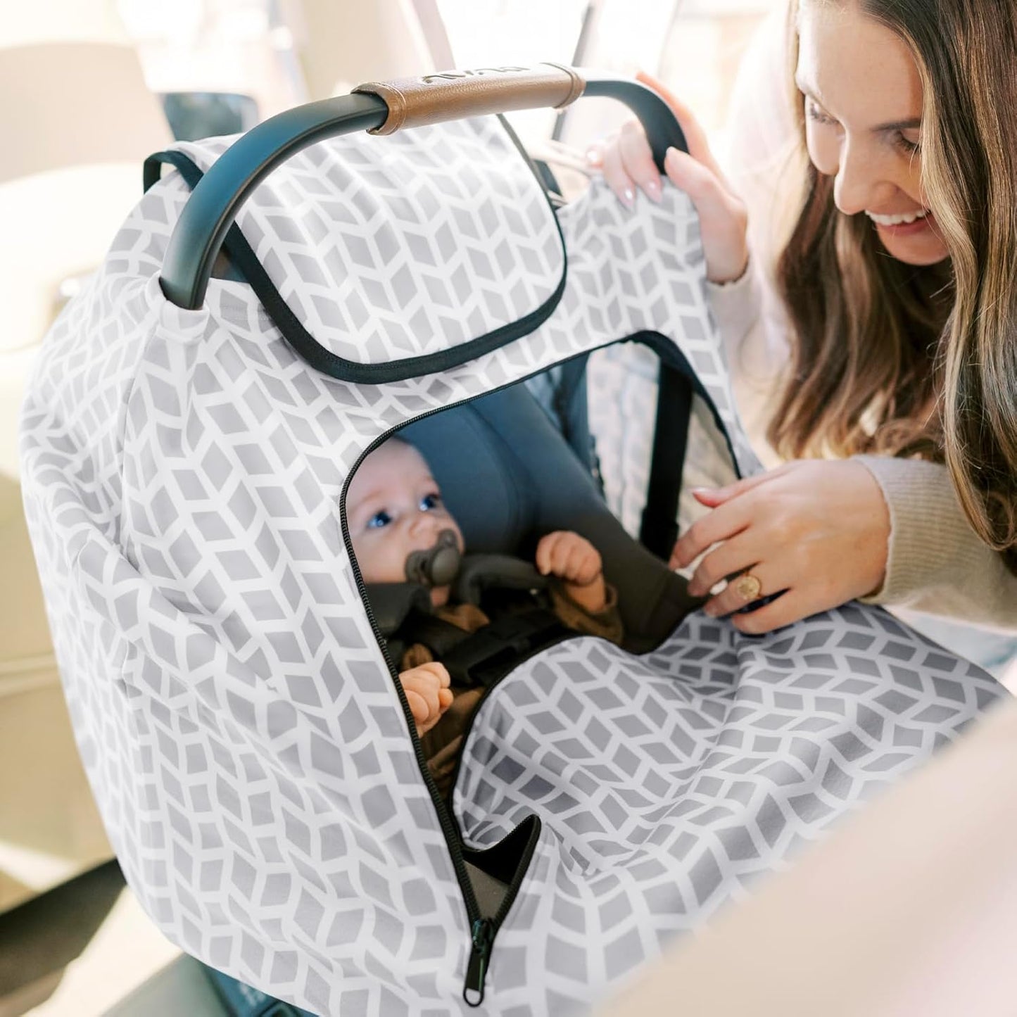 KeaBabies Winter Car Seat Cover Baby, Newborn - Universal Fit Infant Carseat Covers Baby Girl, Boy, Breathable, Lightweight Blanket, Easy to Use Stroller Canopy, Rain, Wind, Sun Shade (Laurel)