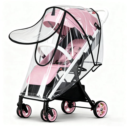 EVA Stroller Rain Cover, No-Zip Waterproof Stroller Cover - Food Grade Material, Breathable Baby Travel Weather Shield for Most Single Strollers & Joggers, Black