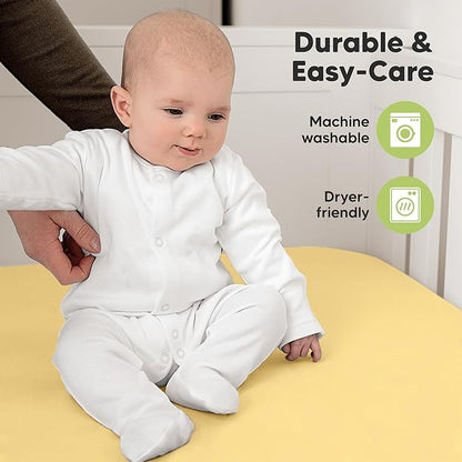 KeaBabies 2-Pack Organic Crib Sheets for Boys, Girls - 52x28 Fitted Crib Mattress Sheet Neutral, Breathable Jersey Cotton Cover for Baby Bed, Toddler Mattress, Soft & Cute Prints (Sunshine)