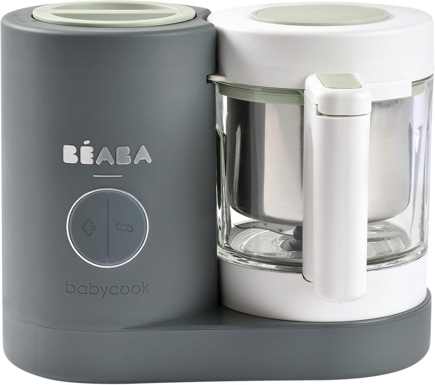 BEABA Babycook Neo, Baby Food Maker, Glass Bowl Baby Food Processor, 4 in 1 Steam Cook & Blender, Stainless Steel Steam Basket, Easy Clean Reservoir, 5.5 Cup Capacity, Eucalyptus