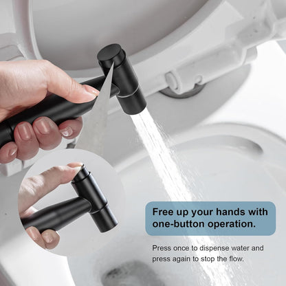 Handheld Bidet Sprayer for Toilet, Premium Stainless Steel Bathroom Bidet Sprayer Set with One-Click Start & Powerful Pressure, Baby Cloth Diaper Sprayer with Complete Accessories - Matte Black