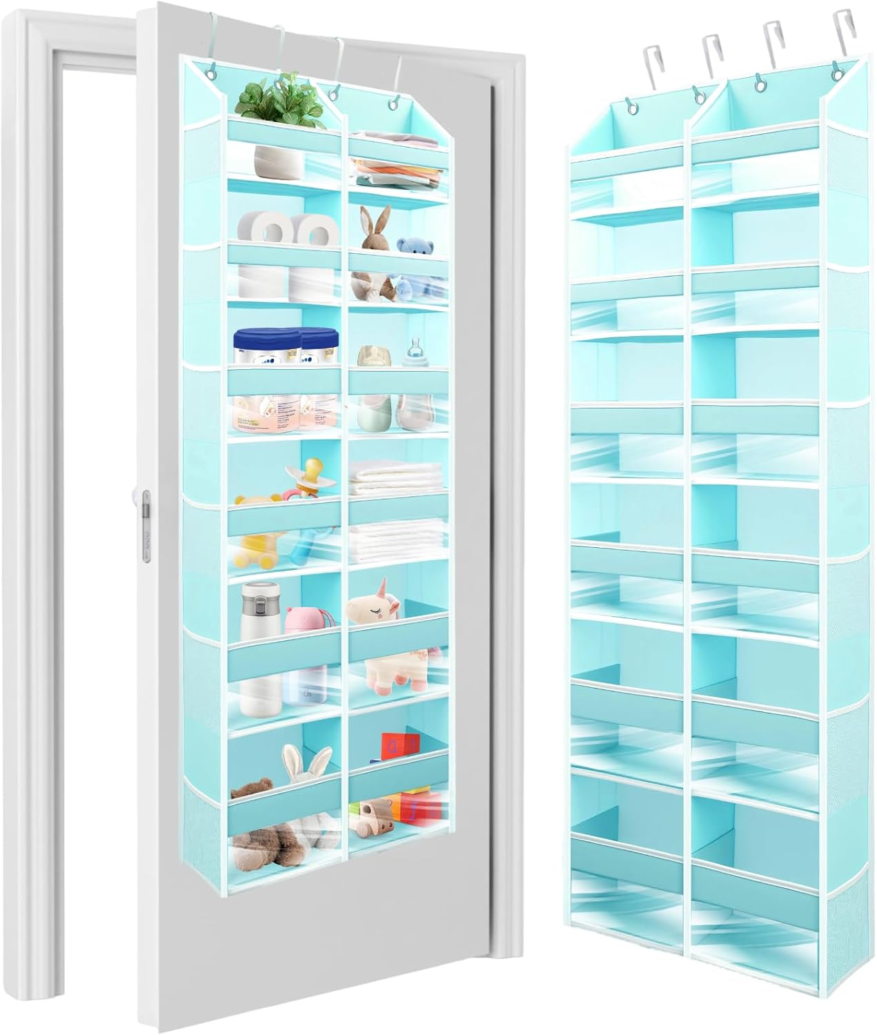HOMELUX THEORY UPGRADED 6 Tiers Over The Door Organizer Hanging - 100D EXTRA THICK & 50lbs HUGE CAPACITY, 12 Side Mesh Pockets Over The Door Shoe Organizer, Hanging Closet Organizer (Ivory, 1pc)