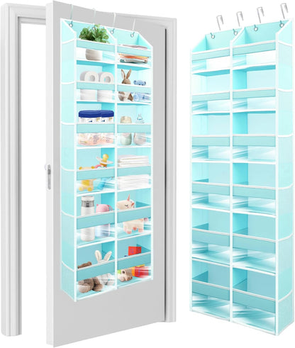 HOMELUX THEORY UPGRADED 6 Tiers Over The Door Organizer Hanging - 100D EXTRA THICK & 50lbs HUGE CAPACITY, 12 Side Mesh Pockets Over The Door Shoe Organizer, Hanging Closet Organizer (Ivory, 1pc)