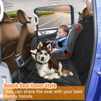 Kytely Dog Car Seat Cover for Back Seat,600D Heavy Duty Dog Hammock for Car with Side Flap,100% Waterproof Pet Backseat Cover, Anti-Scratch Nonslip Pet Seat Protector for Cars Trucks and SUV