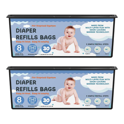 Diaper Pail Refills Bags with 30 Bags Compatible with Genie Easy Roll Signature Diaper Pails and Platinum Diaper Pails, Lasts Up to 8 Months, 7-Layer Odor-Barrier Technology, 4 Pack (120 Bags)