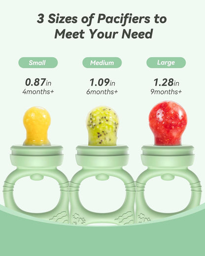 Silicone Baby Fruit Food Feeder (2 Pack) with Freezer Nibble Tray, Breastmilk Popsicle Molds for Baby Teething Relief, Feeder for Safe Infant Self Feeding, BPA Free, Dishwasher Safe, 3 Month+ Pink