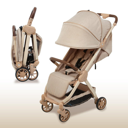 Pika Lightweight Travel Stroller for Airplane – Foldable Compact Baby Stroller, Portable Toddler Strollers with Auto-Folding Design, Adjustable Footrest, UV Canopy, Mesh Window - Up to 55 lbs