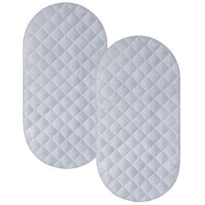 Bassinet Mattress Pad Cover Fit for Baby Delight/Mika Micky/Dream On Me Lotus/ANGELBLISS/KoolerThings (3 in 1) Bedside Sleeper, Waterproof Bassinet Mattress Protector Quilted Bassinet Sheets 2 Pack