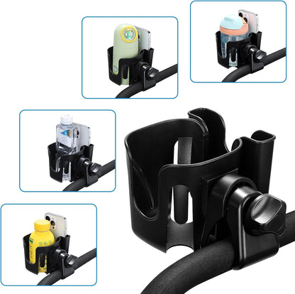Accmor Universal Cup Holder, Stroller Cup Holder with Phone Holder, 360° Rotatable Large Caliber Designed Bottle Holder for Stroller, Bike, Wheelchair, Walker, Scooter