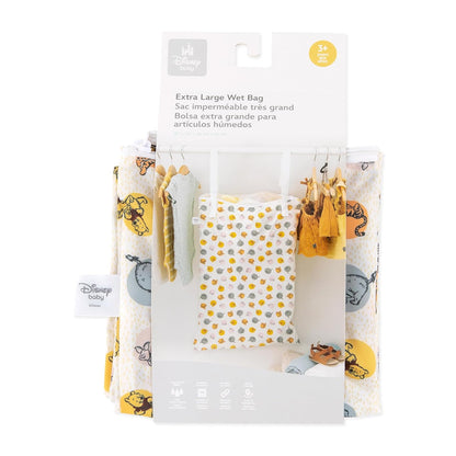 Bumkins Disney Waterproof Wet Bag for Baby, Travel, Swim Suit, Cloth Diapers, Pump Parts, Pool, Gym Clothes, Toiletry, Strap to Stroller, Daycare, Zip Reusable Bag, Packing Pouch, Winnie the Pooh