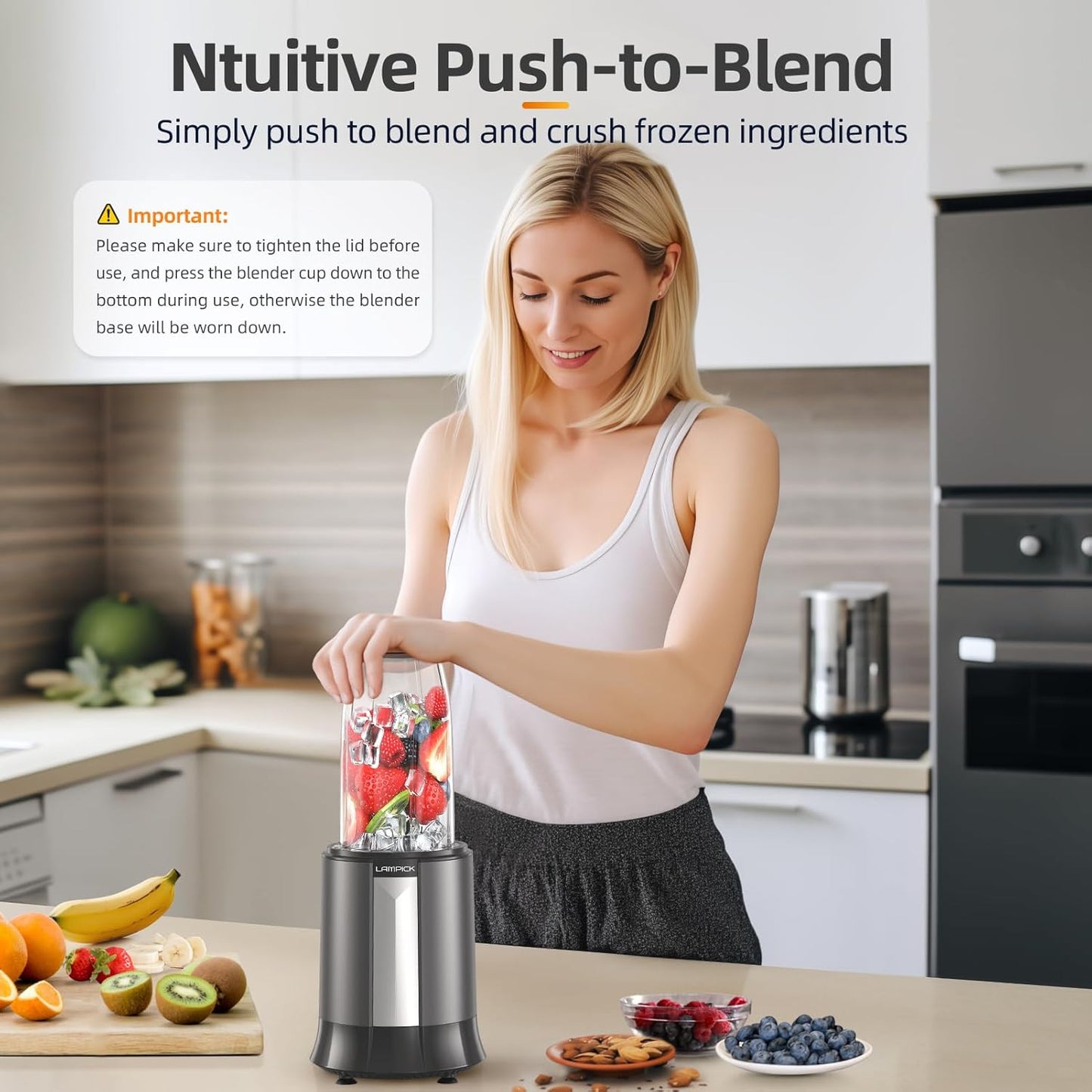 Blenders for Smoothie, 900W Personal Blender for Shakes and Smoothies with 2 * 22oz BPA Free Portable Cups, Small Juicer for Protein Shake, Baby Food, Frozen Drink