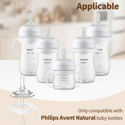 Straw Cup Conversion Kit for Philips Avent Natural Baby Bottles, Sippy Cups Transition Kit with Silicone Straw Top Nipples, Weighted Straw, Bottle Handle, Cleaning Brush for Toddler 6+ Month, 3-Pack