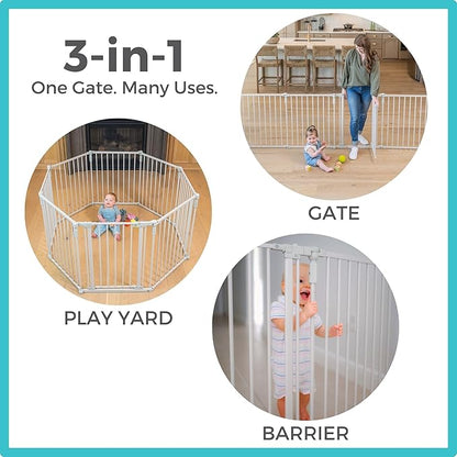 Toddleroo by North States - 3 In 1 Metal Superyard Baby Play Yard: 8 Panel Playpen, Gate, or Extra Wide Fence - Encloses Up to 19 Square Feet - 30 Inches Tall - Taupe
