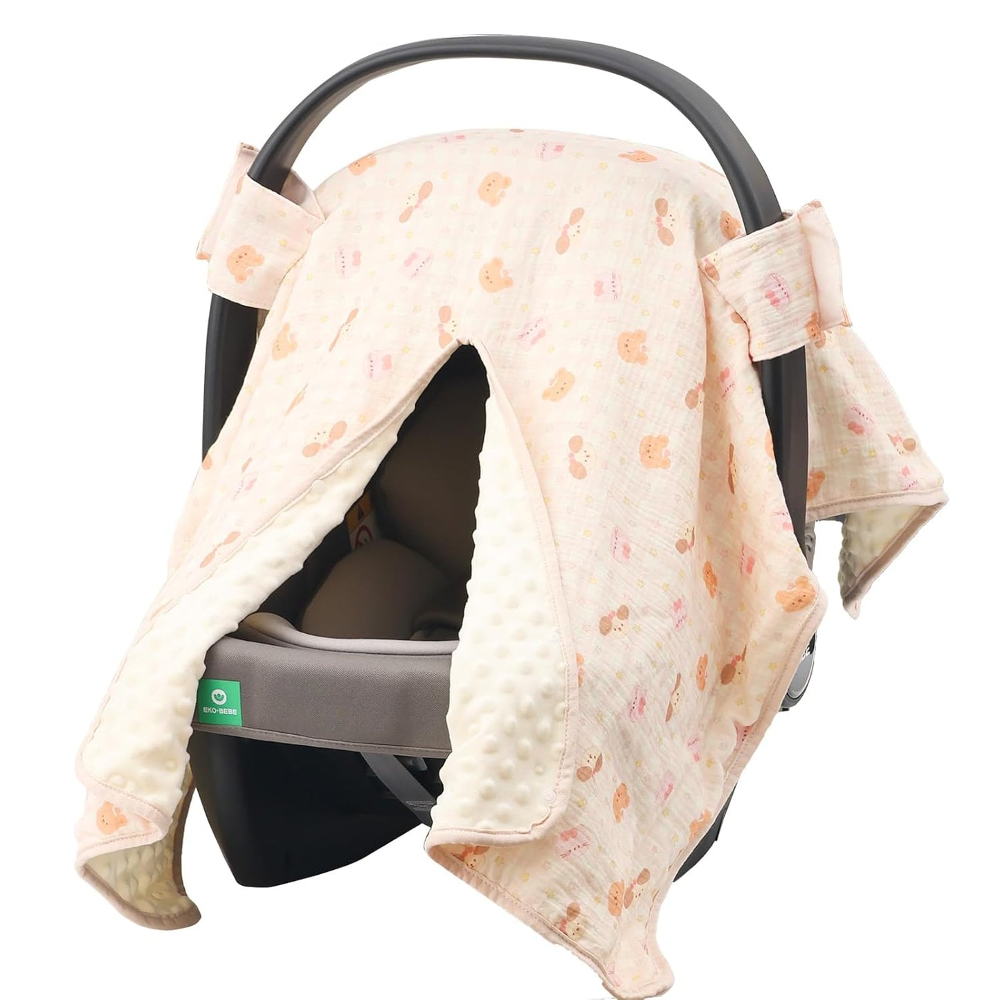 2-in-1 Baby Car Seat Cover & Canopy | Mom Nursing Cover, Easy Install Shield | Multi-Purpose for Winter Warmth & Summer Shade (Brown)