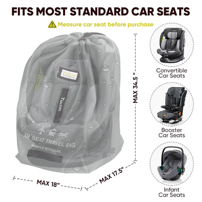 BALEINE Car Seat Travel Bag for Airplane, Water-Resistant Car Seat Bags for Air Travel, Foldable Cover with 3 Handles, Fits Toddler Carseat, Convertible and Booster Seats (Red)
