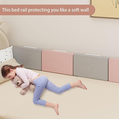 Bed Rail Bumpers for Toddlers, Foam Padded Bed Barrier for Kids Safety, Bed Side Guard Rails for Old Dogs, Bunk, Twin, Queen & King, Full Size Beds (Pink, 1Pack)